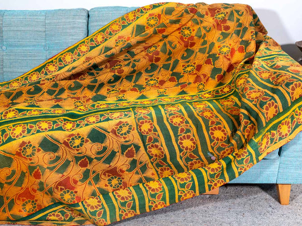 Blue & Black Zigzag Kantha Throw