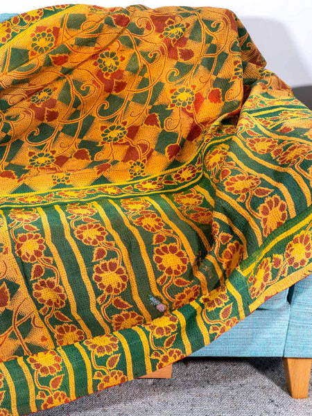 Blue & Black Zigzag Kantha Throw