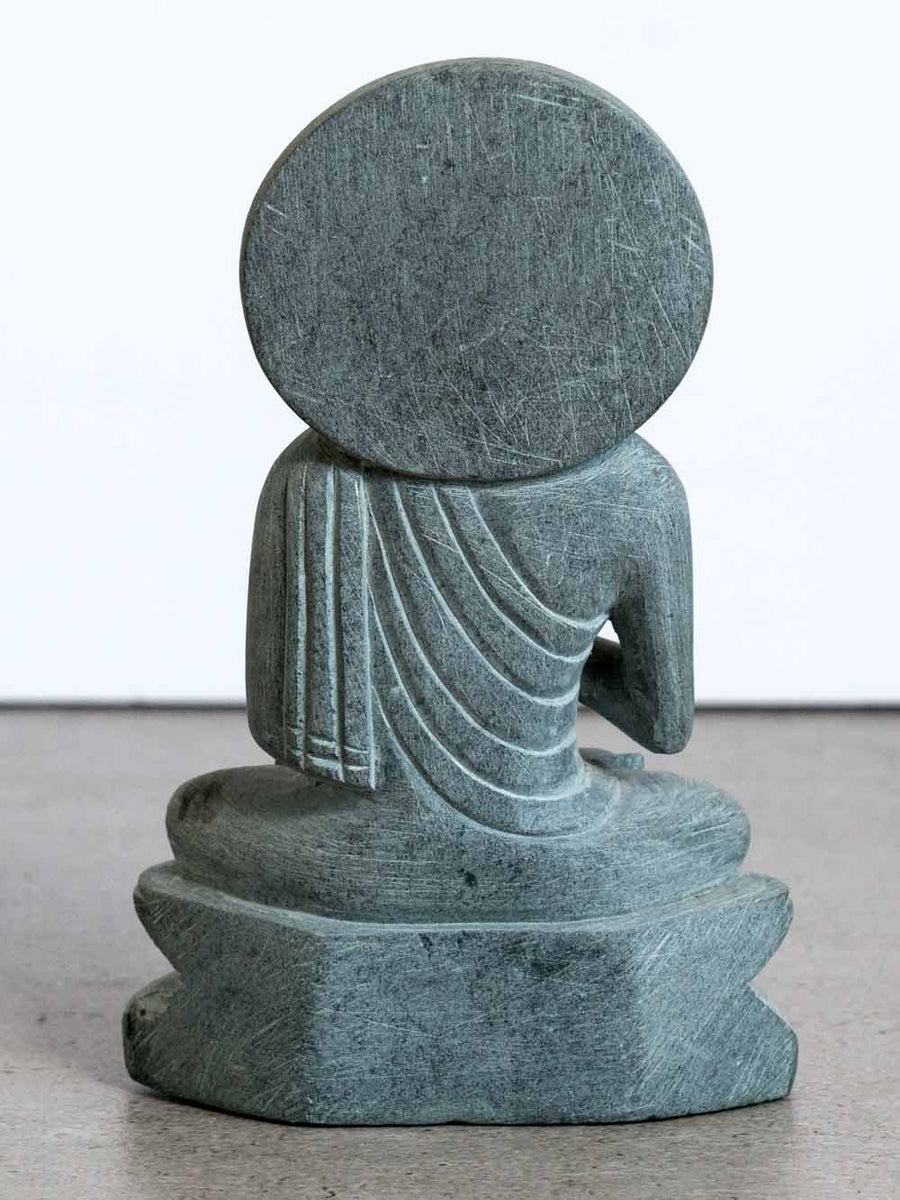 Grey Stone Buddha Statue, Teaching Mudra Silk Road Gallery