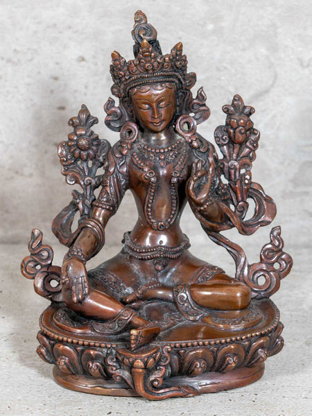 Copper Bronze Green Tara Buddha Statue
