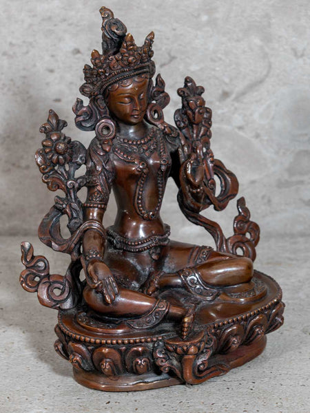 Copper Bronze Green Tara Buddha Statue