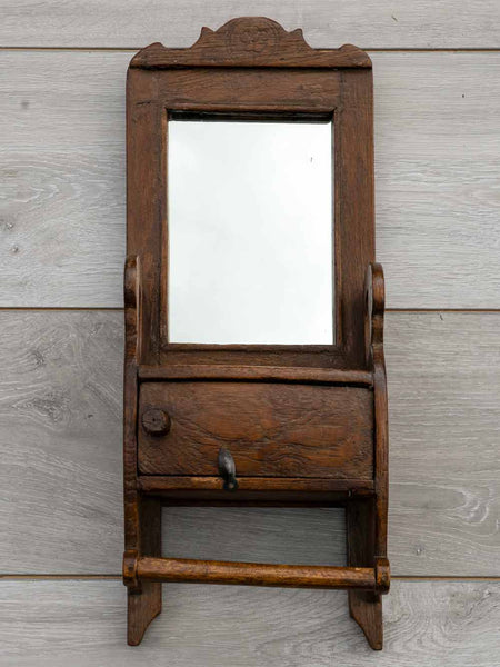 Old Barber's Mirror with Drawer & Flower