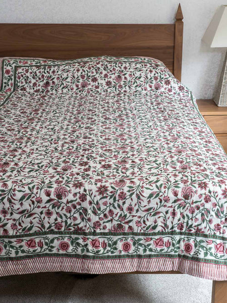 Plum & Green Floral Single India Quilt