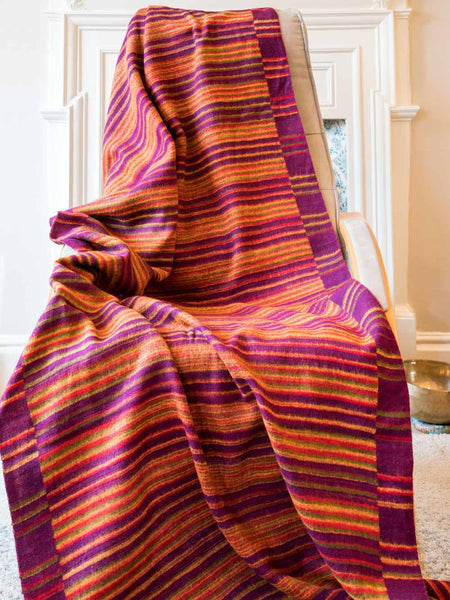 Purple Striped Tibetan Blanket