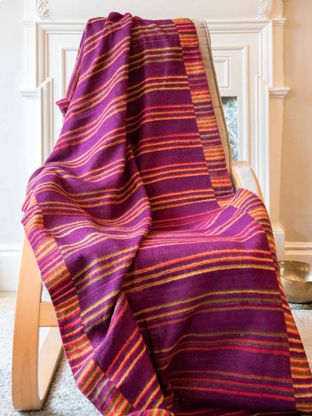 Purple Striped Tibetan Blanket
