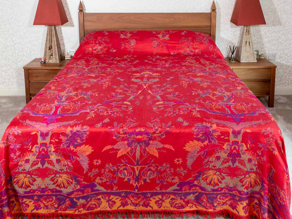 Vibrant Red Patterned Bedspread