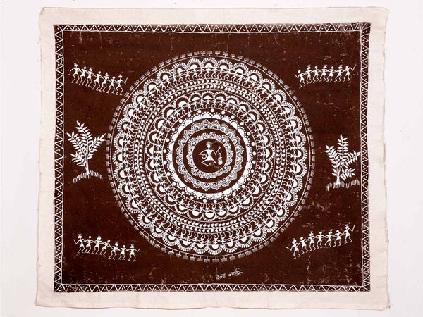 Warli Painting with a Circular Pattern
