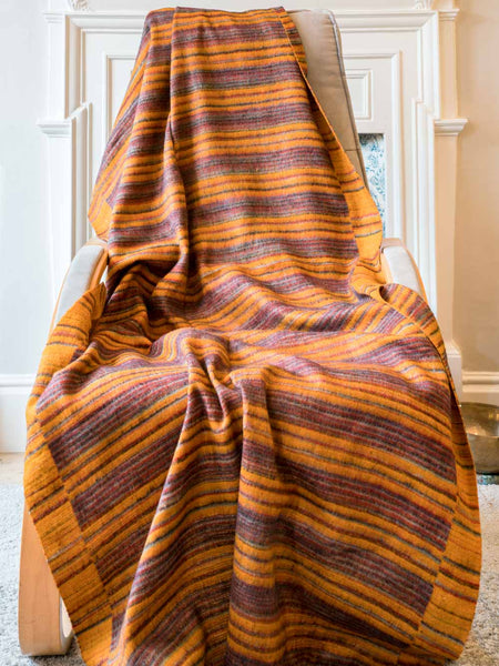 Yellow Striped Soft Tibetan Blanket