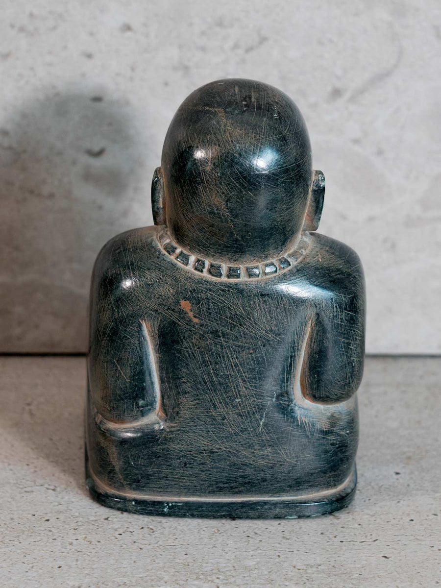 Black Stone Earth Touching Buddha Statue Silk Road Gallery