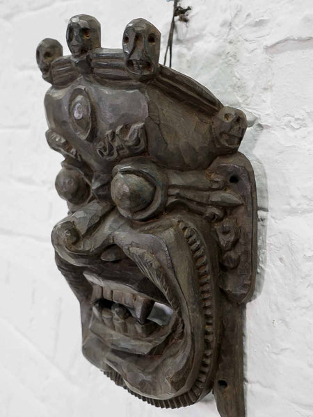 Carved Wooden Protector Mask from Bhutan