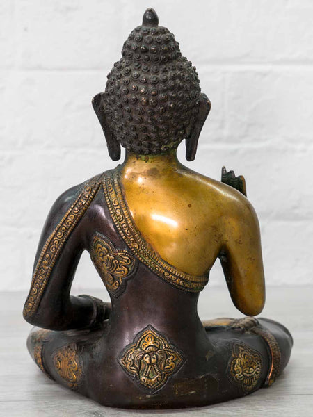 Golden Buddha Statue, Teaching Mudra, Black Robes