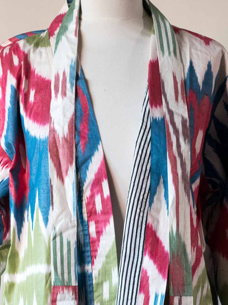 Multicoloured Afghan Icat Edge to Edge Jacket