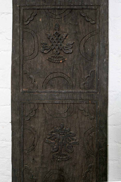 Old Tibetan Carved Panel with Auspicious Symbols