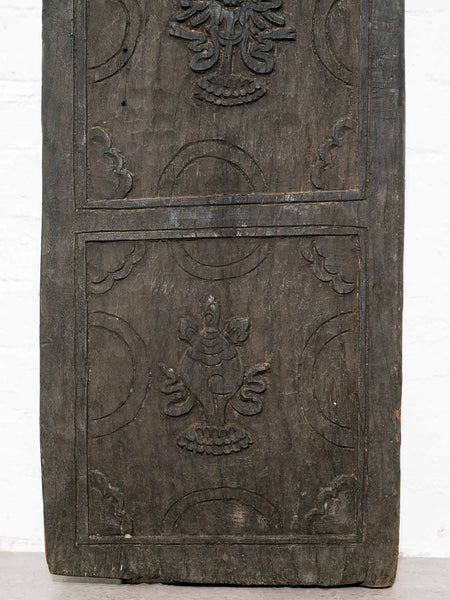 Old Tibetan Carved Panel with Auspicious Symbols
