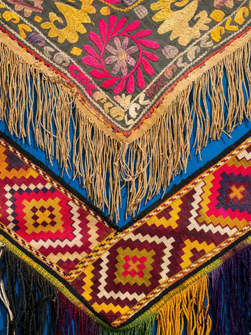 Pair of Embroidered Saye Gosha from Afghanistan, detail