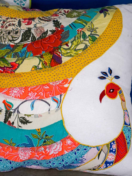 Peacock Appliqued Cushion Covers