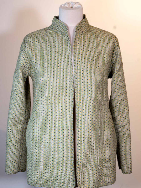 Printed Pale Green Cotton Reversible Jacket