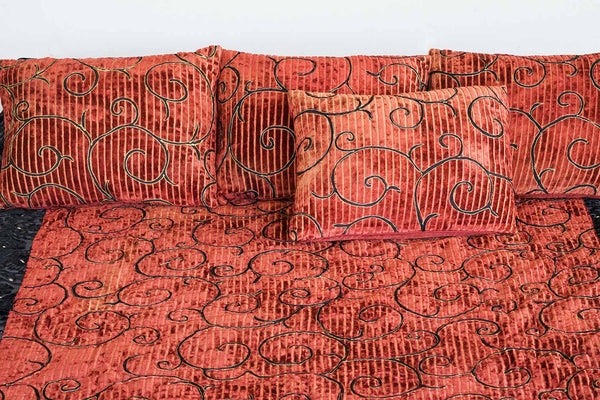 Red and black velvet Turkoman quilt with gold detail