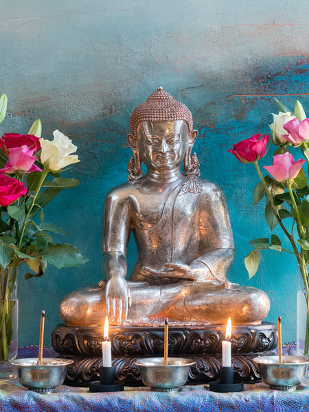 Silver Earth Touching Buddha Shrine | Buddha Photos