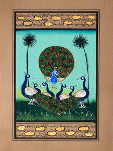 Small Indian Miniature Painting of Peacocks