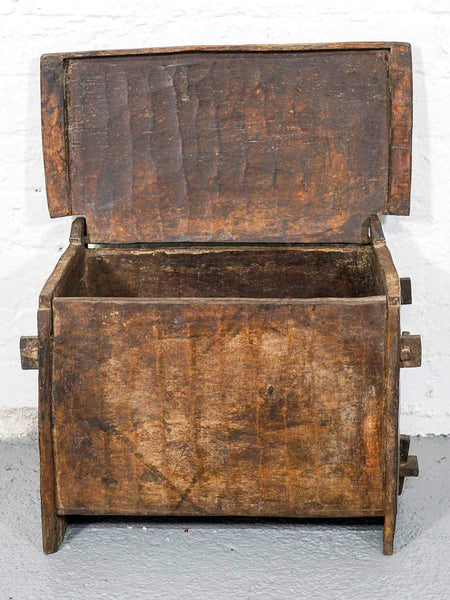 Small wooden Indian flour chest