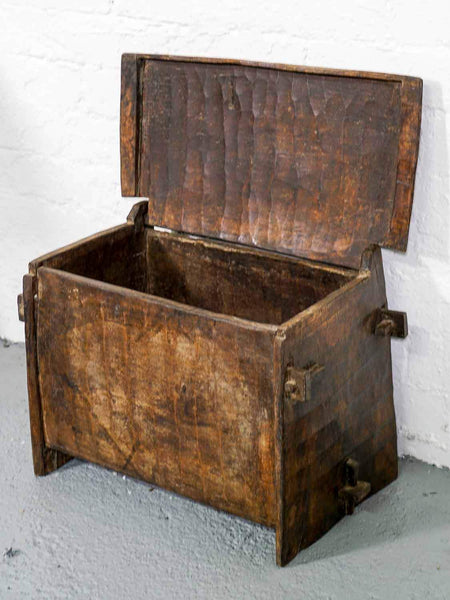 Small wooden Indian flour chest