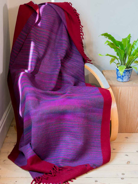 Thick Burgundy Red Reversible Blanket reverse