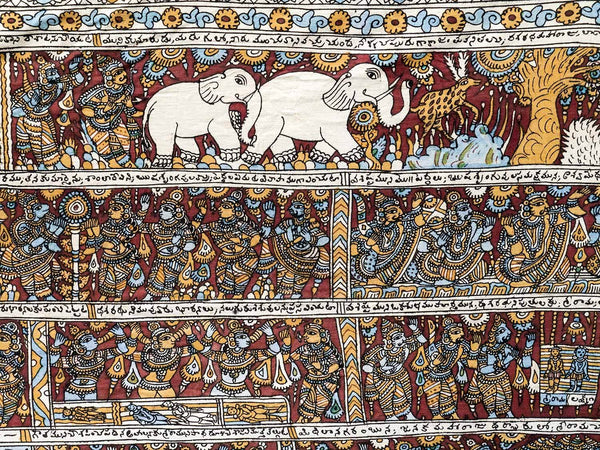Very Large Kalamkari South Indian Wallhanging detail