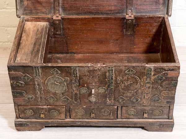 Vintage Indian Dowry Box with Drawers