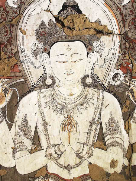 Photo of an Avalokiteshvara Cave Painting in Mustang, Nepal