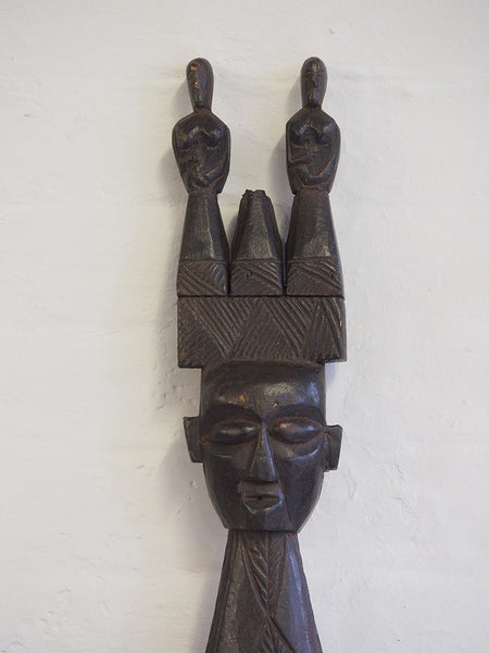 Two Headed Carved Wooden Magar Statue from Nepal