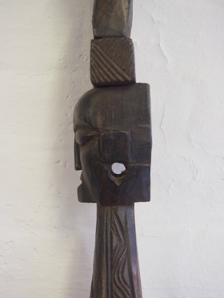 Two Headed Carved Wooden Magar Statue from Nepal