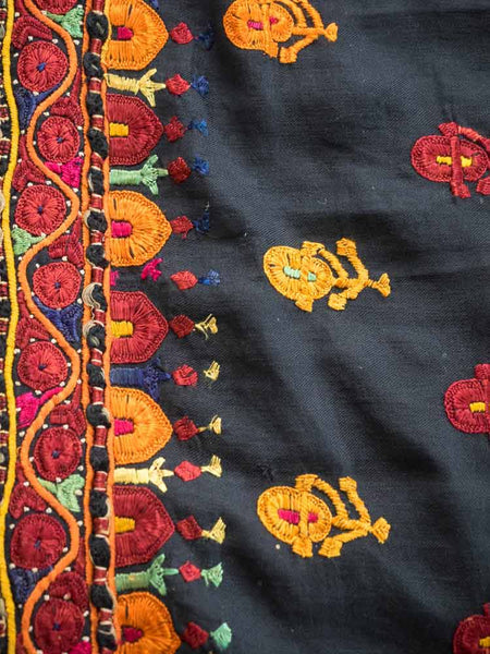 Gold & Plum Embroidered Black Bedcover