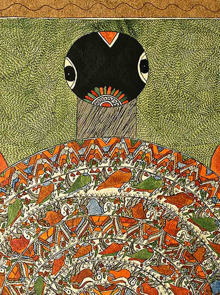 Indian Mithila Painting of a Turtle