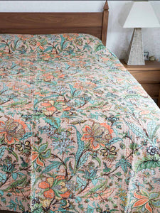  Peach & Aqua Floral Indian Bedspread Peach & Aqua Floral Indian Bedspread Peach & Aqua Floral Indian Bedspread