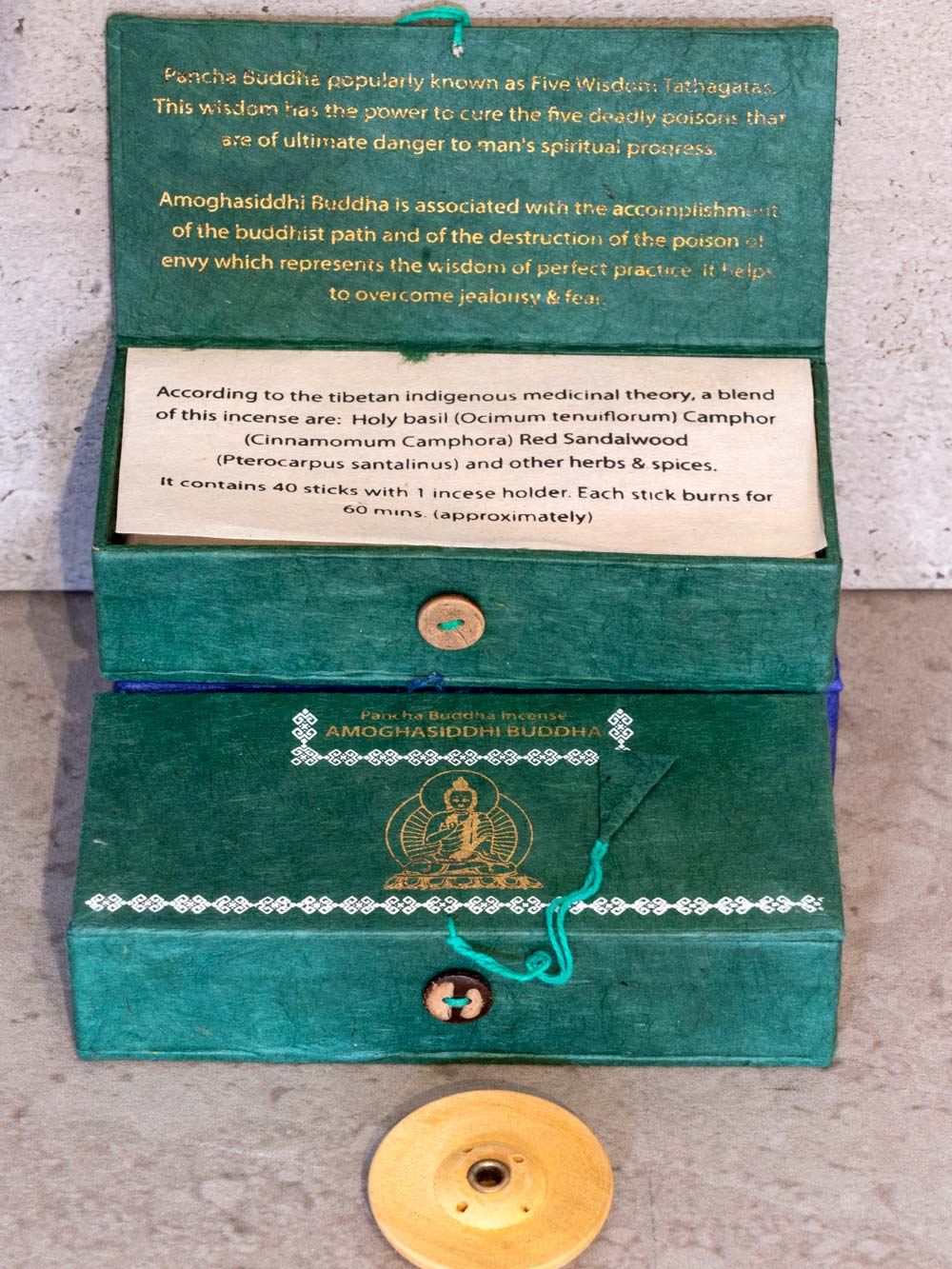 Amoghasiddhi Tibetan Incense in a Green Box