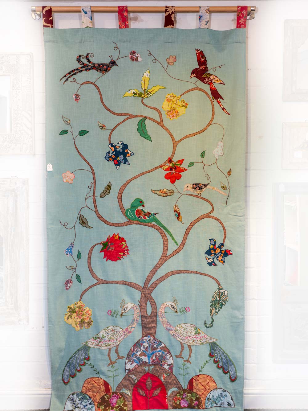 Aqua Curtains with Peacocks & Tree of Life