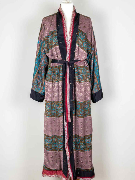 Aubergine & Turquoise Long Indian Kimono