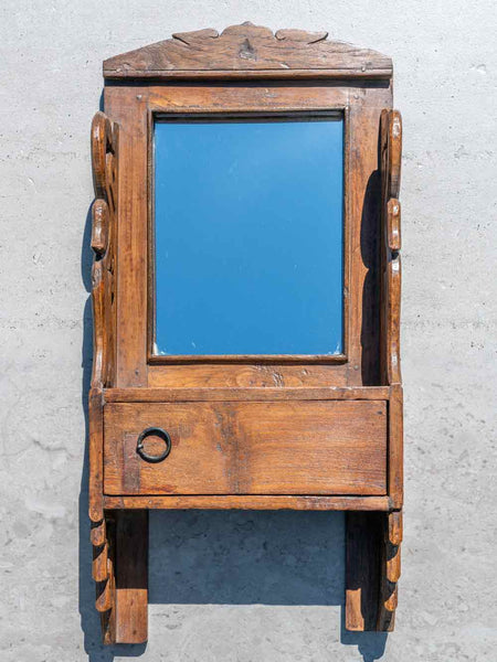 Barber's Mirror with Carved Parrot Design