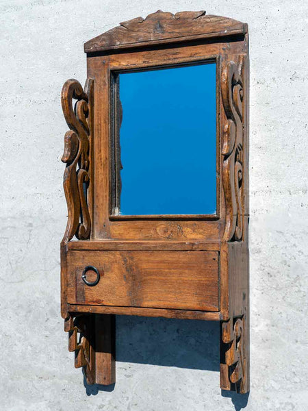 Barber's Mirror with Carved Parrot Design
