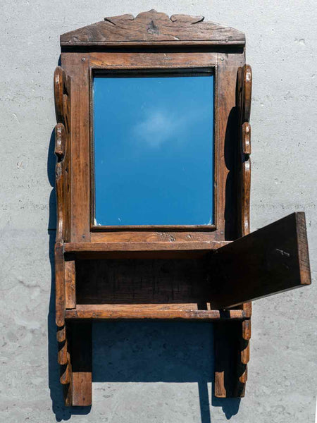Barber's Mirror with Carved Parrot Design
