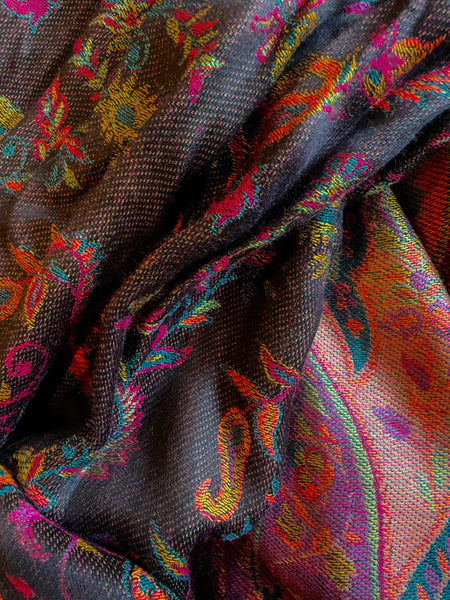 Black & Old Rose Jacquard Scarf