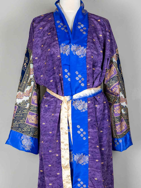 Blue Patterned Long Indian Kimono 