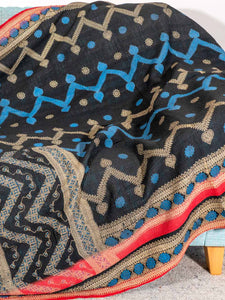 Blue & Black Zigzag Kantha Throw 