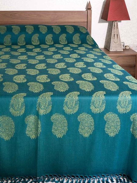 Blue & Green Jacquard Bedspread