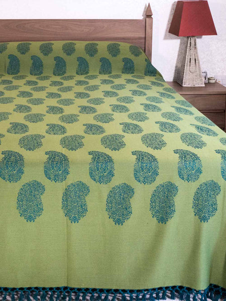 Blue & Green Jacquard Bedspread