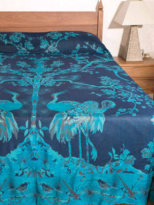 Blue & Green Tree of Life Indian Bedspread