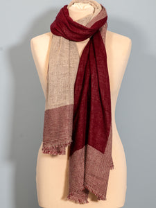 Burgundy & Grey Reversible Cashmere Scarf