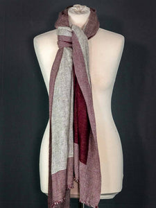 Burgundy & Grey Reversible Cashmere Scarf