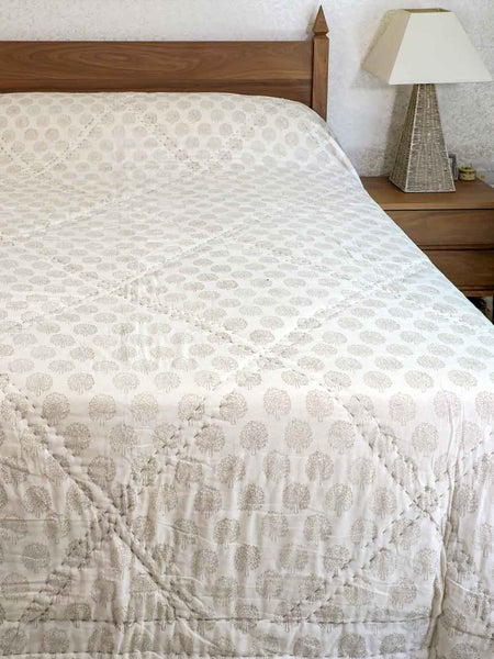 Cappucino Palm Trees Floral Indian Cotton Quilt